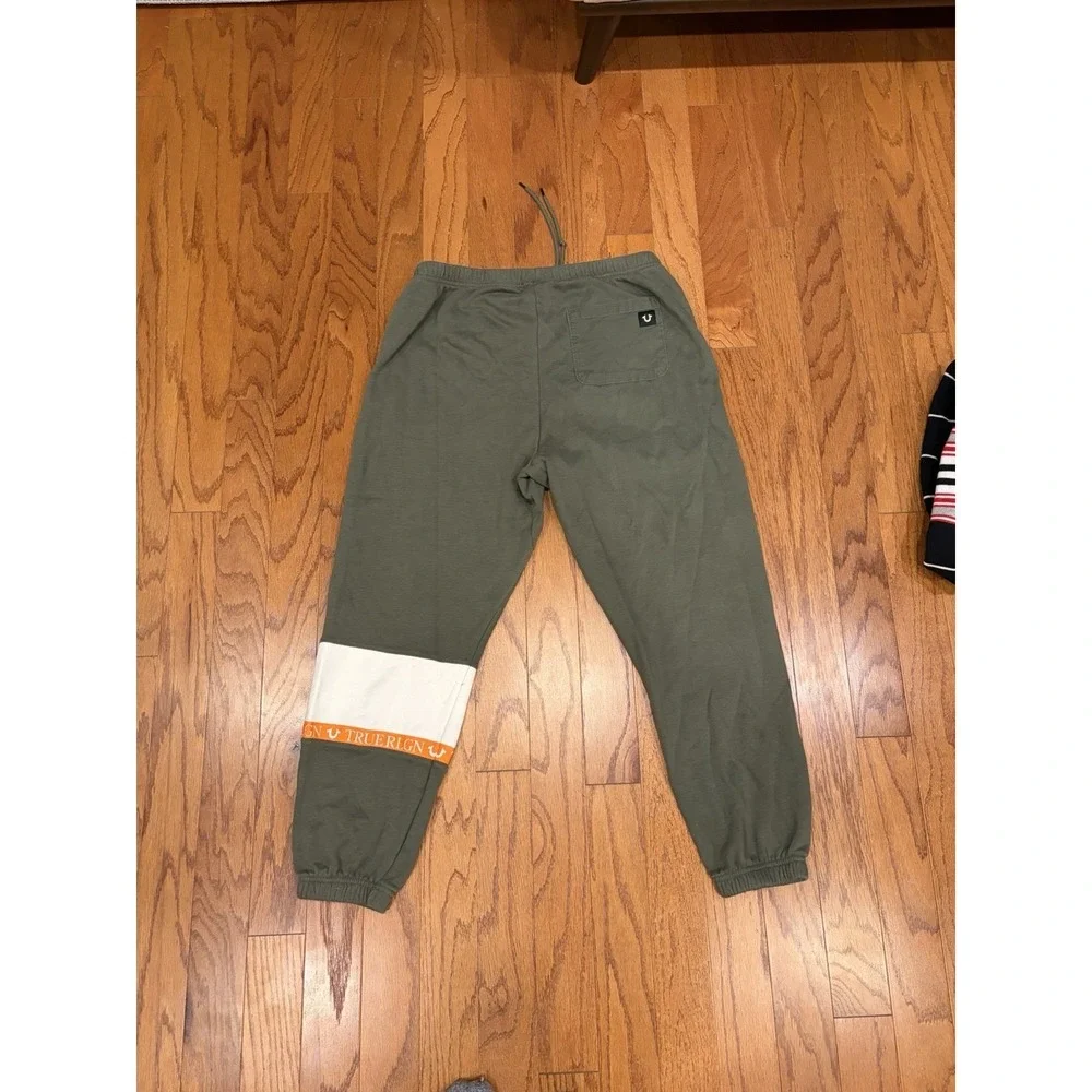 True Religion Relaxed Joggers Men's Large Green Orange‎ 'Beetle' Jogging